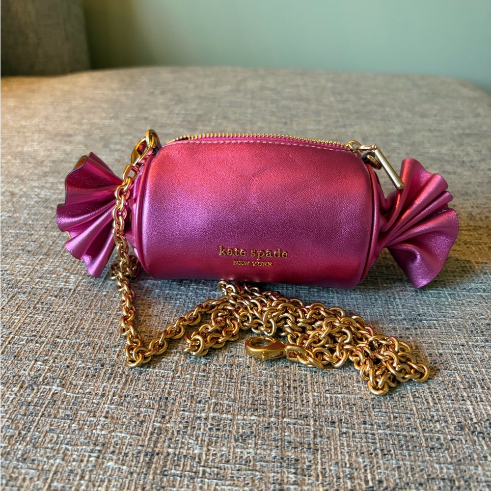 Kate Spade Metallic Pink Mini Bag with Gold Chain